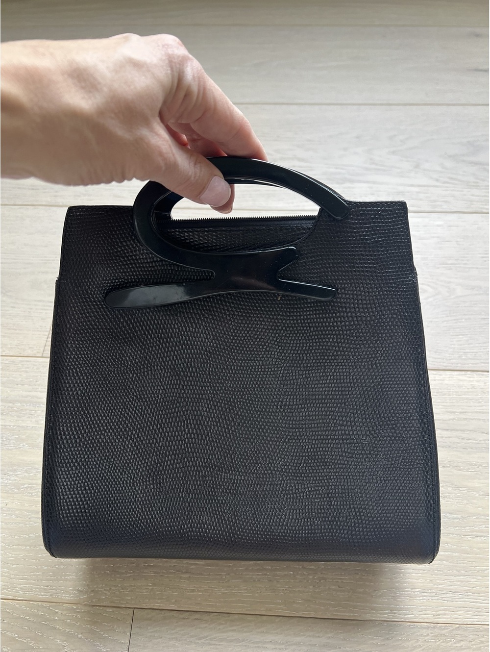 Vintage Genny Italy Black Textured Top Handle Handbag